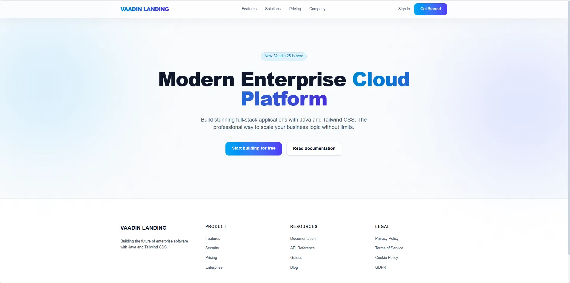 Vaadin Tailwind Landing Page